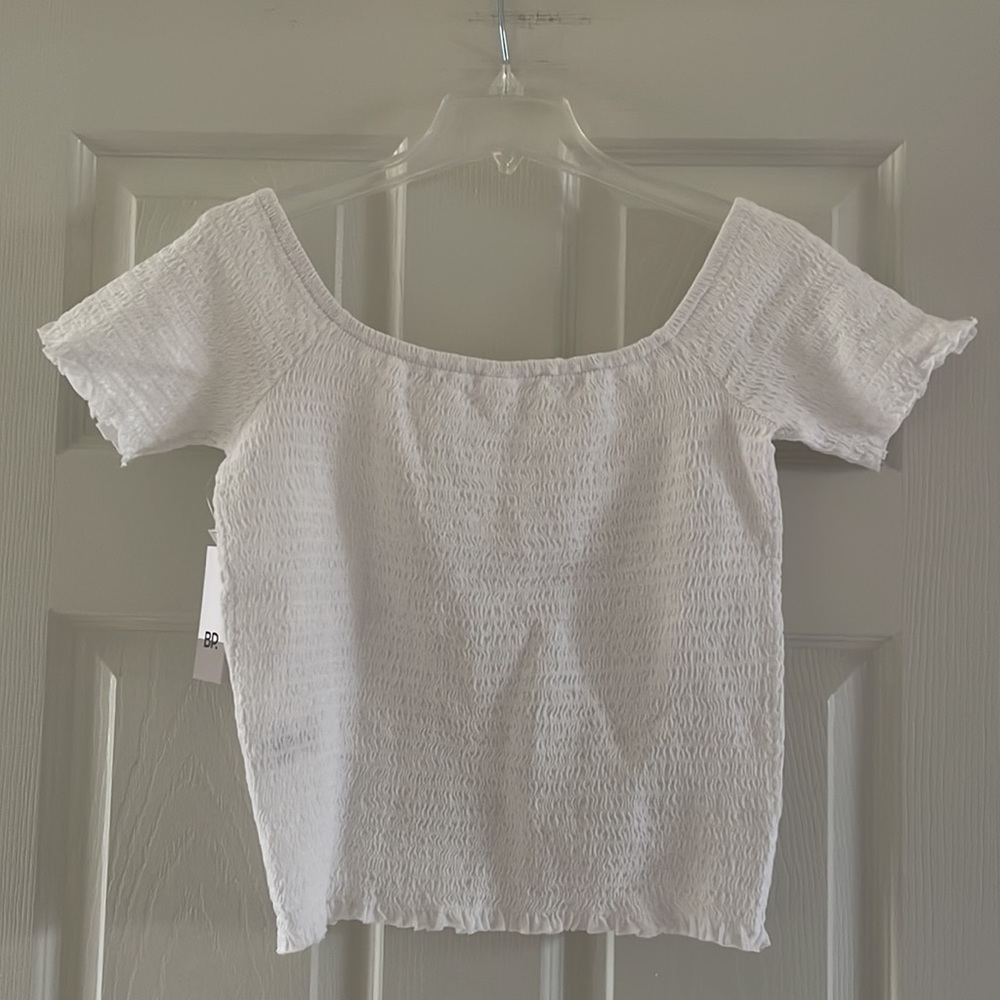 White Ruched Crop Top - Picture 4 of 5
